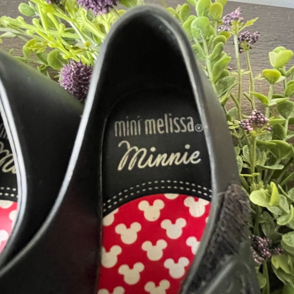 Mini Melissa Kissing Mickey Minnie Disney Mary Janes Shoes Sandals Black size 6 - Picture 3 of 9